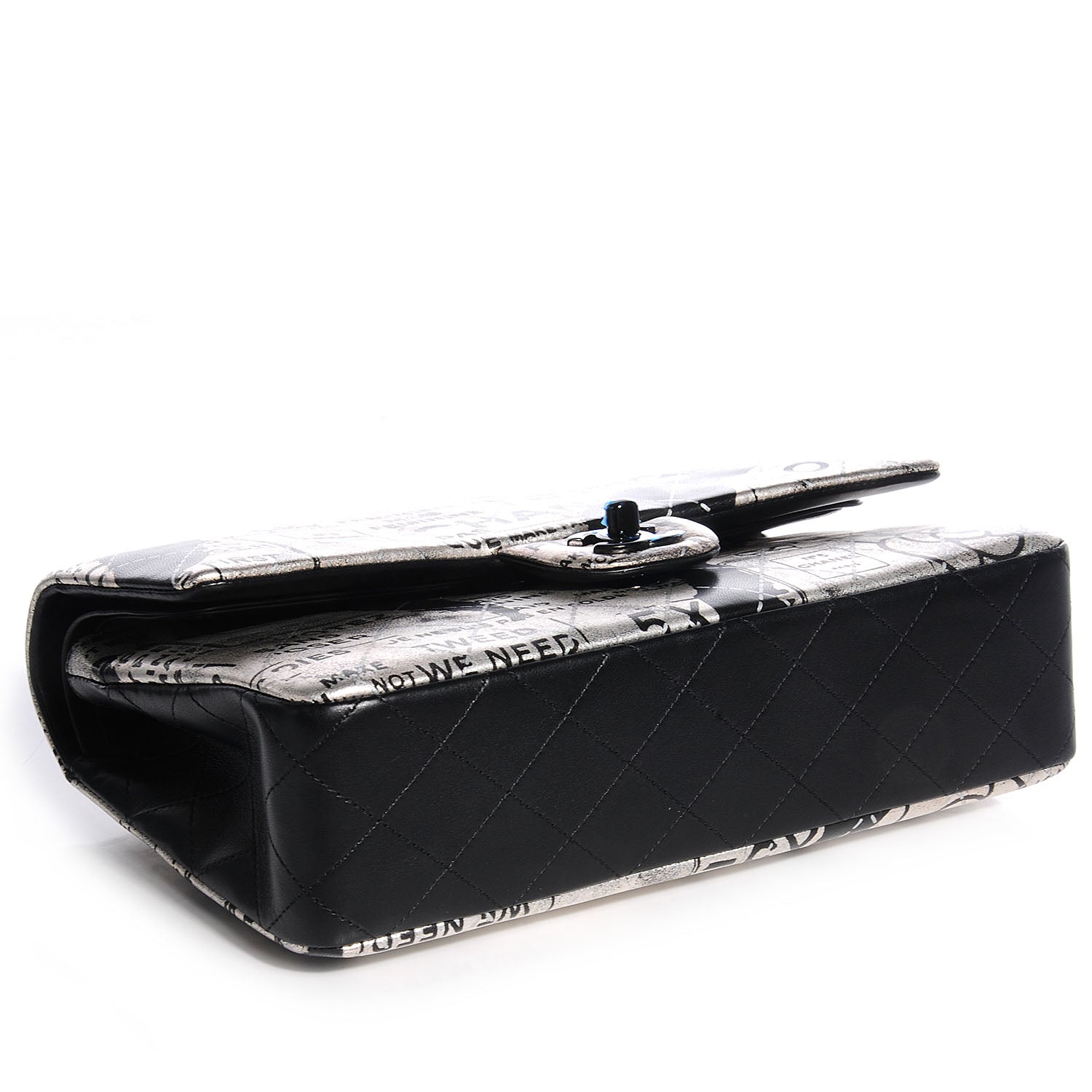 Chanel Lambskin Hand Painted Medium Double Flap Black 4 of 8