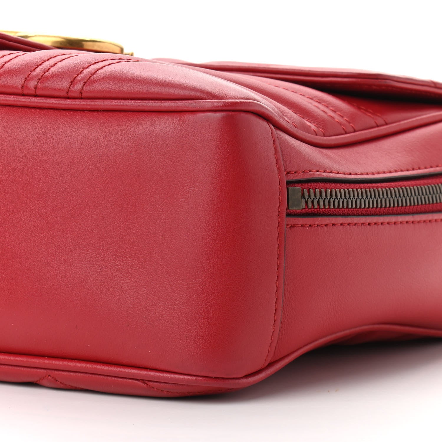 Gucci Calfskin Matelasse Sylvie Web Small GG Marmont Top Handle Shoulder Bag Hibiscus Red 13 of 13