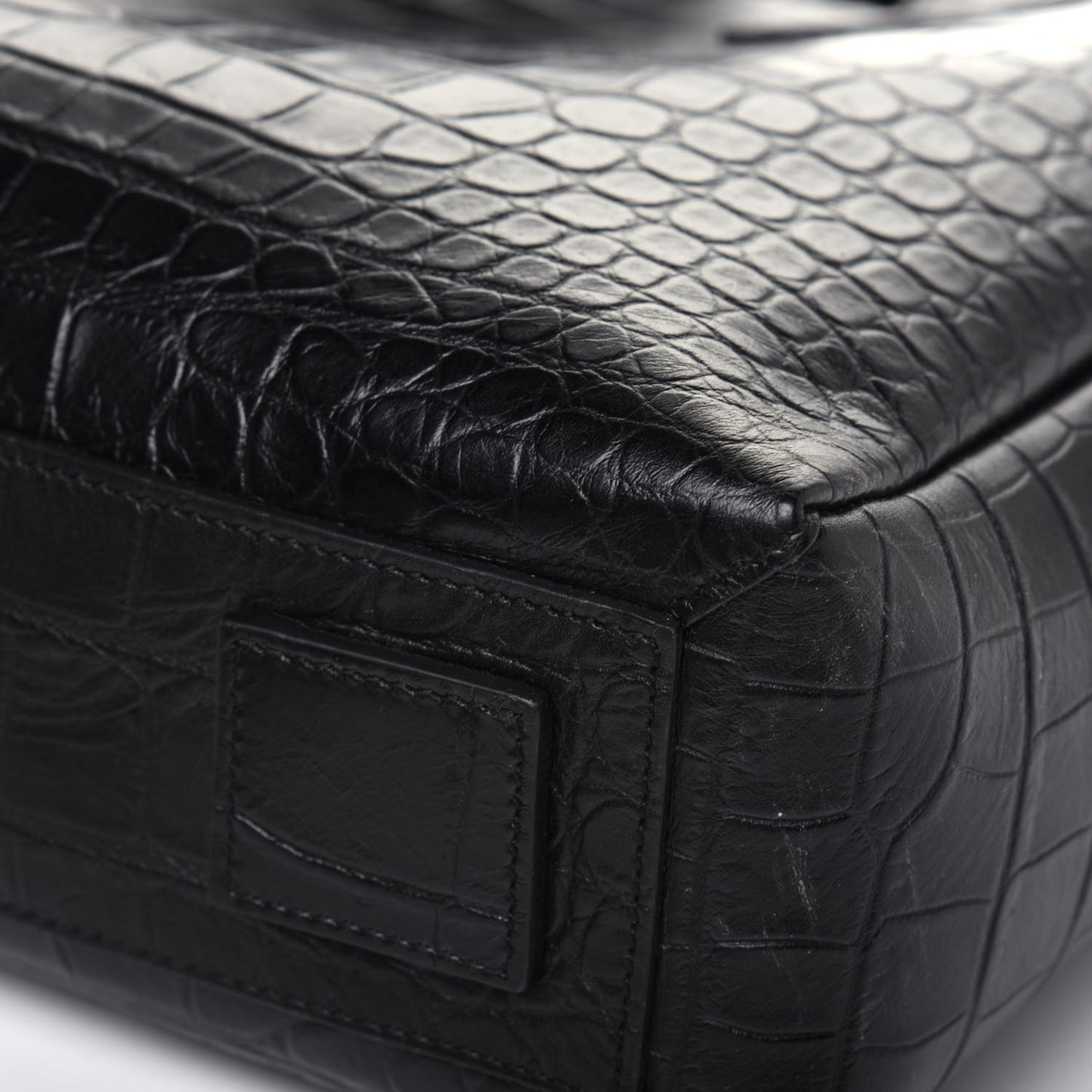 Calfskin Crocodile Embossed Bold Briefcase Black