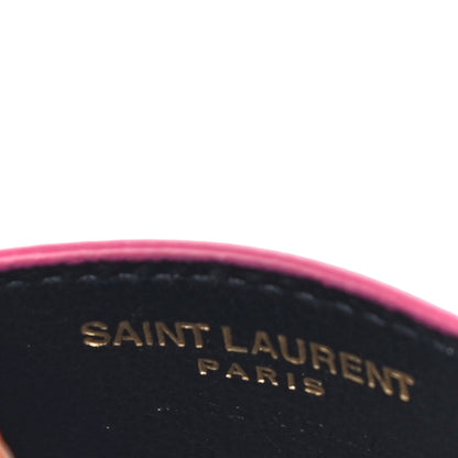 Saint Laurent Grain De Poudre Matelasse Chevron Monogram Credit Card Case Fresh Fuxia 6 of 10