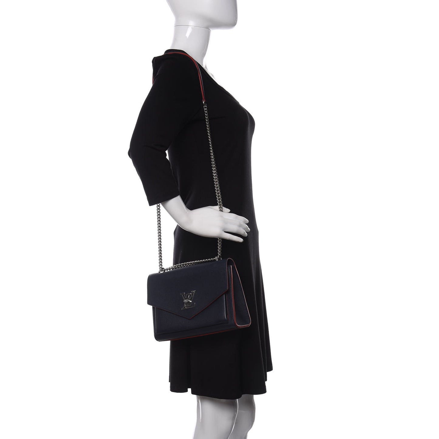 Soft Calfskin Mylockme Chain Bag BB Marine Rouge