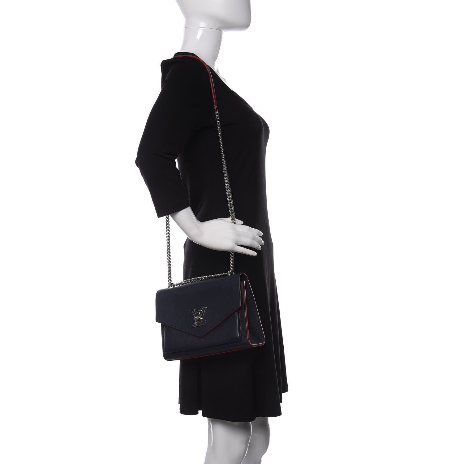 Louis Vuitton Soft Calfskin Mylockme Chain Bag BB Marine Rouge 2 of 11