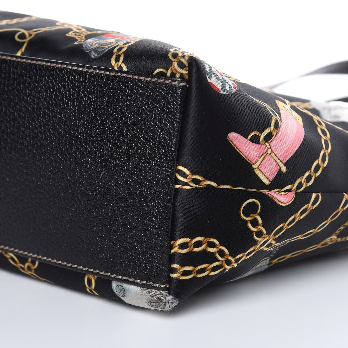 Satin Charmy Tote Black Multicolor