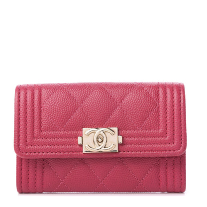 Chanel Caviar Quilted Boy Flap Card Holder Fuchsia 1 of 8