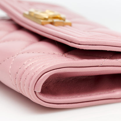 Chanel Metallic Lambskin Quilted Boy Card Holder Wallet Pink 11 of 11