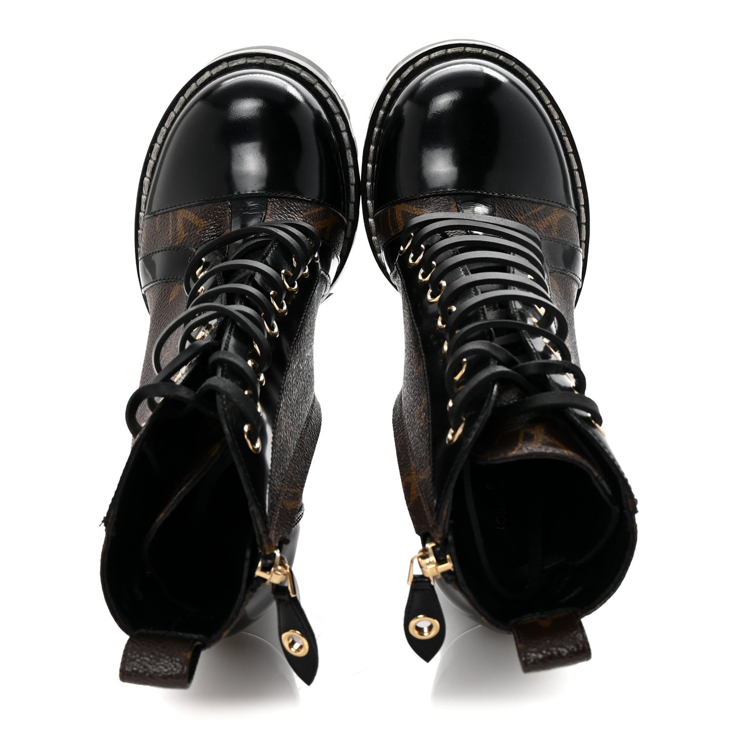 Patent Calfskin Monogram Star Trail Ankle Boots 35 Black