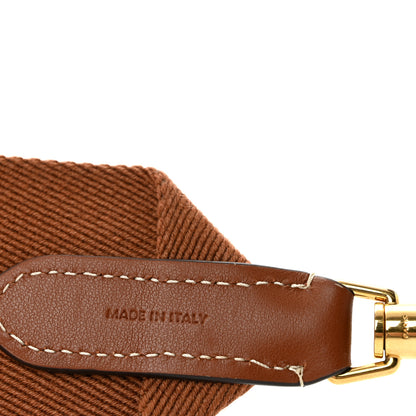 Celine Jacquard Wool Logo Long Strap Tan White 5 of 6