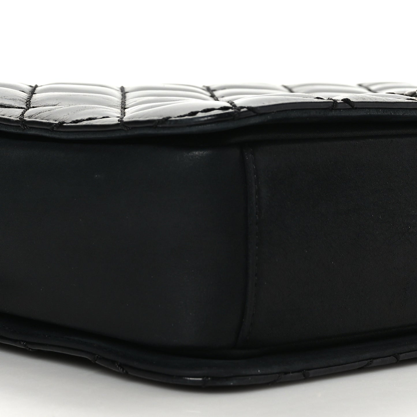 Glazed Calfskin Quilted Medium Day Trip Flap Black
