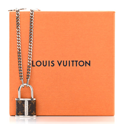 Louis Vuitton Monogram Lock Pendant Necklace Silver 6 of 6