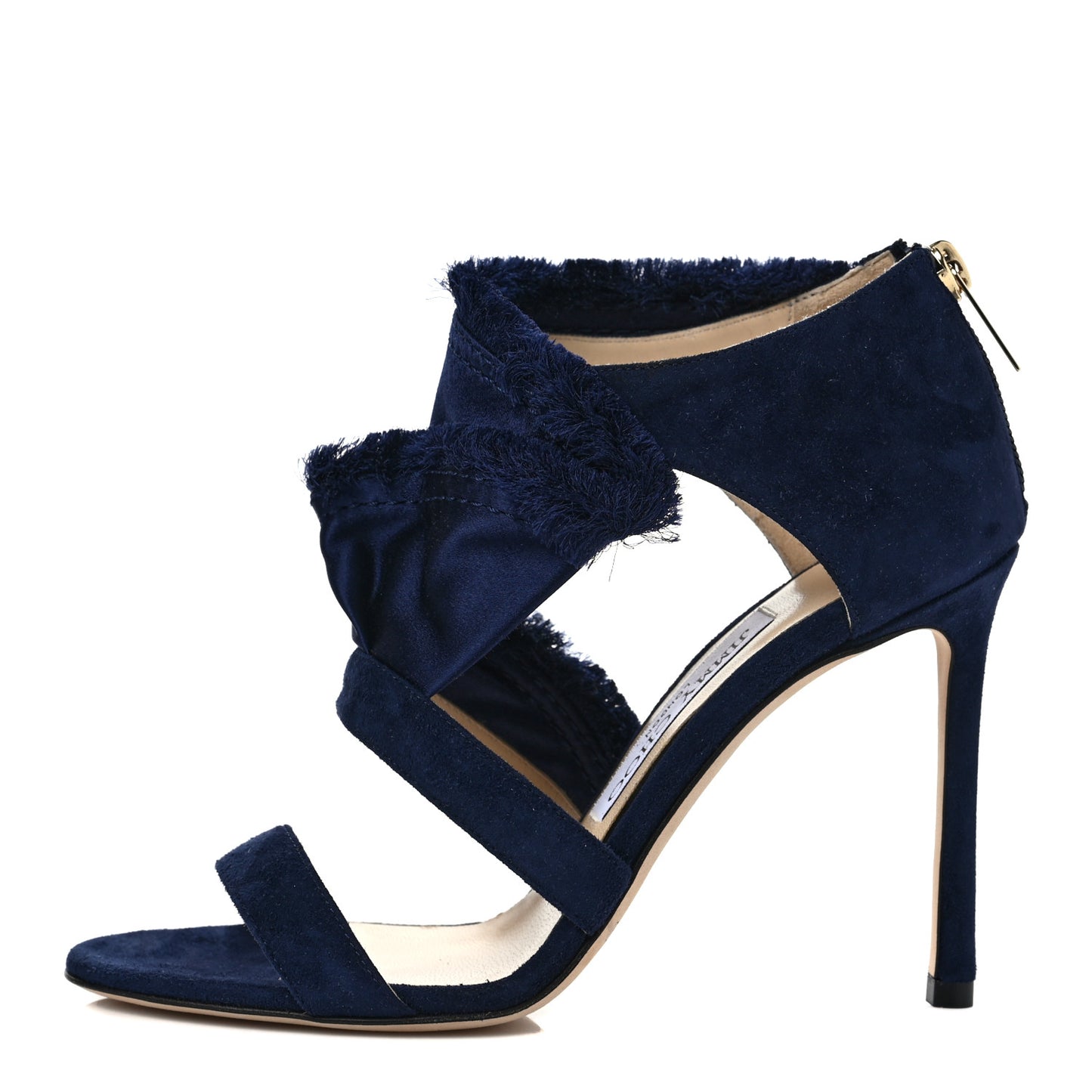 Suede Satin Kiki 100 Sandal 36.5 Navy Mix