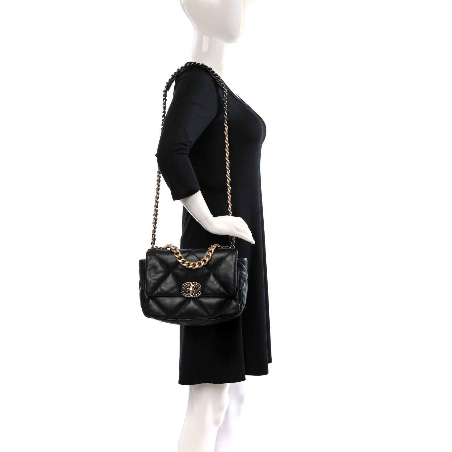 Chanel Lambskin Quilted Medium Chanel 19 Flap Black 2 of 12