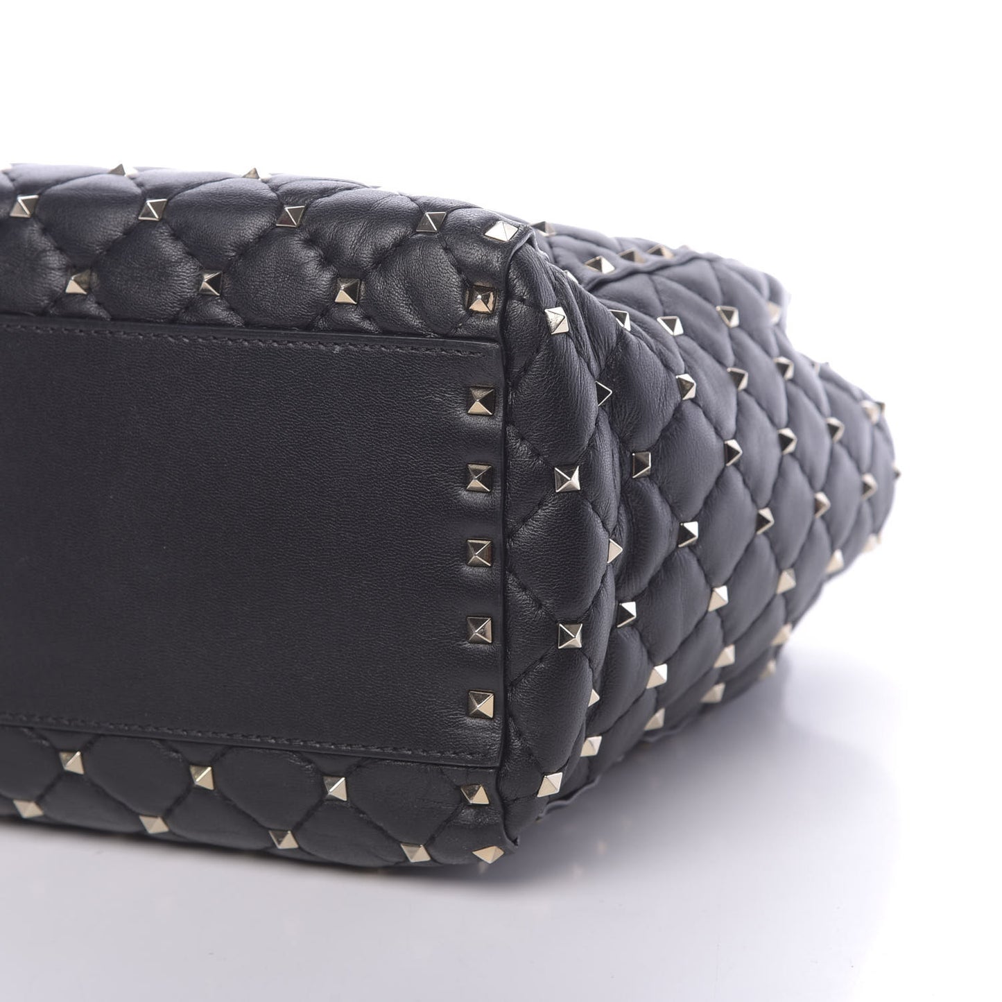 Nappa Rockstud Spike Double Handle Tote Black