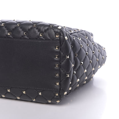 Valentino Garavani Nappa Rockstud Spike Double Handle Tote Black 9 of 15