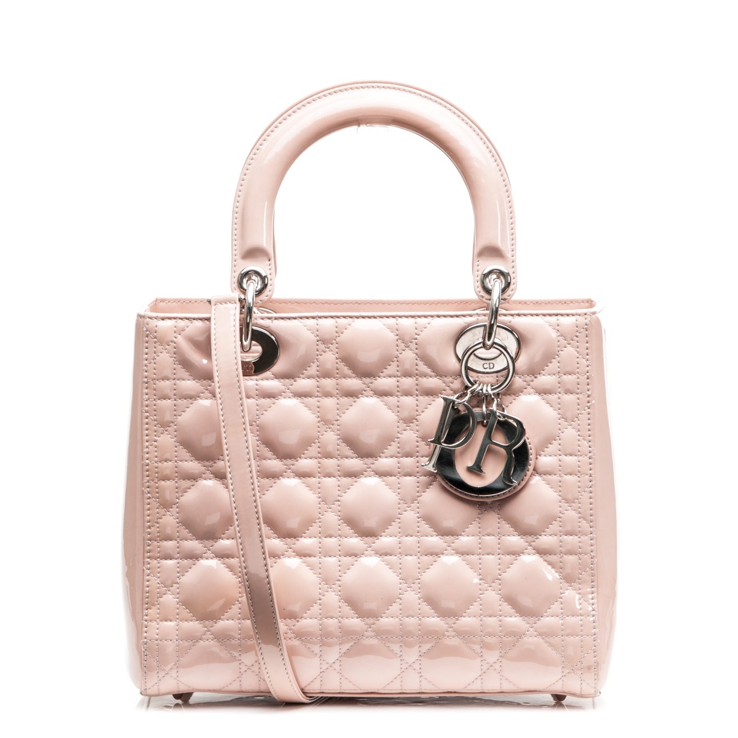 Patent Cannage Medium Lady Dior Light Pink
