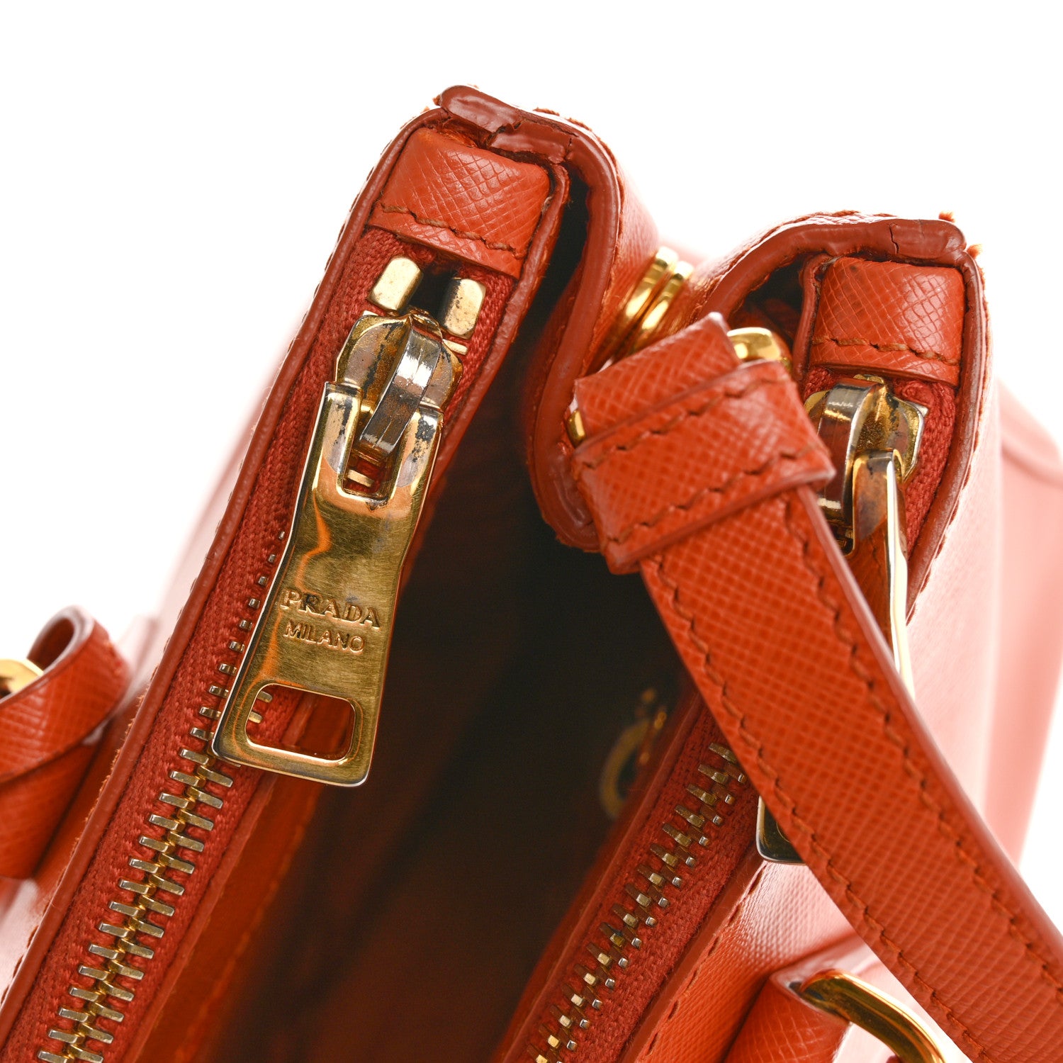 Prada Saffiano Small Galleria Double Zip Tote Papaya 15 of 19