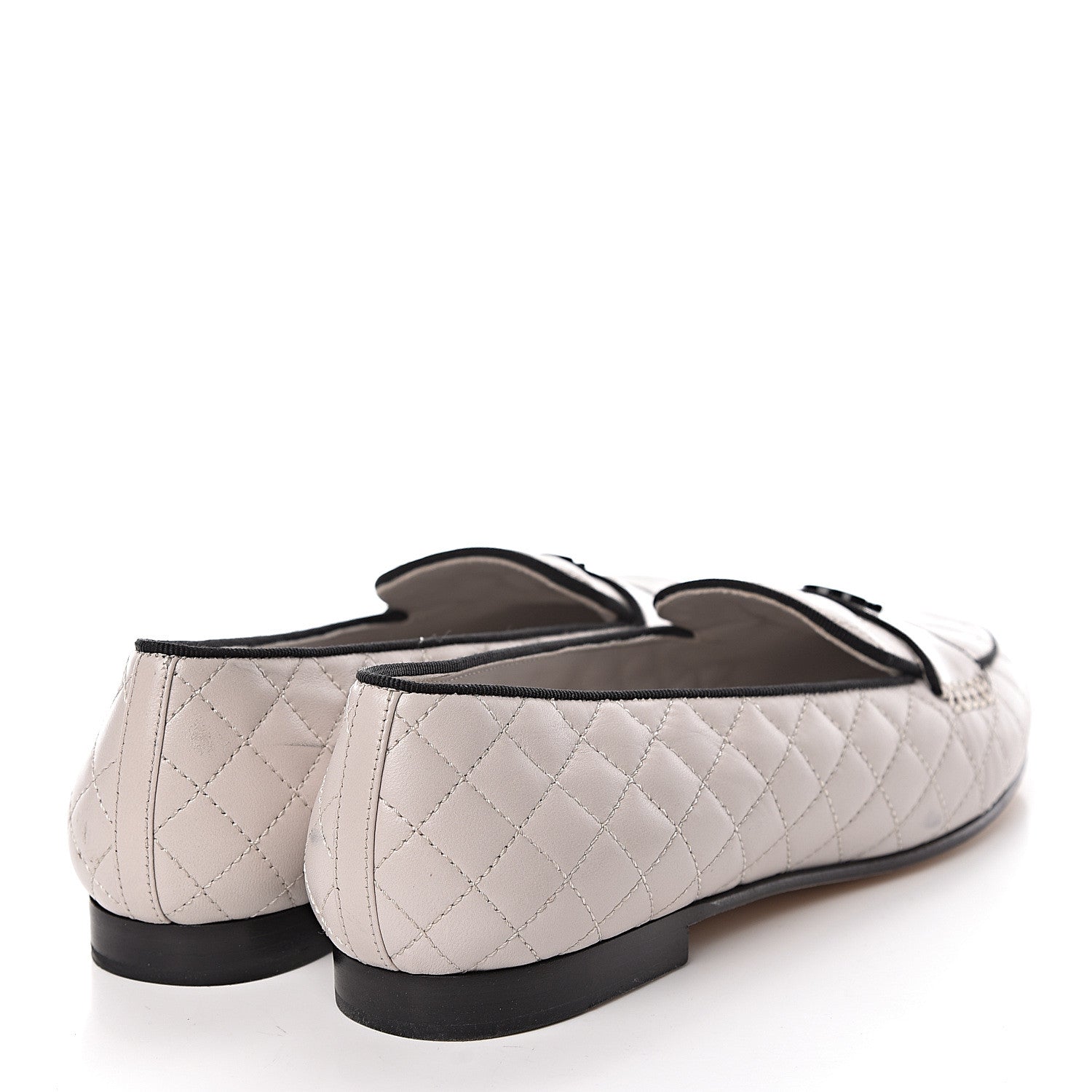 Chanel Lambskin Quilted CC Loafers 38.5 Light Grey 4 of 18