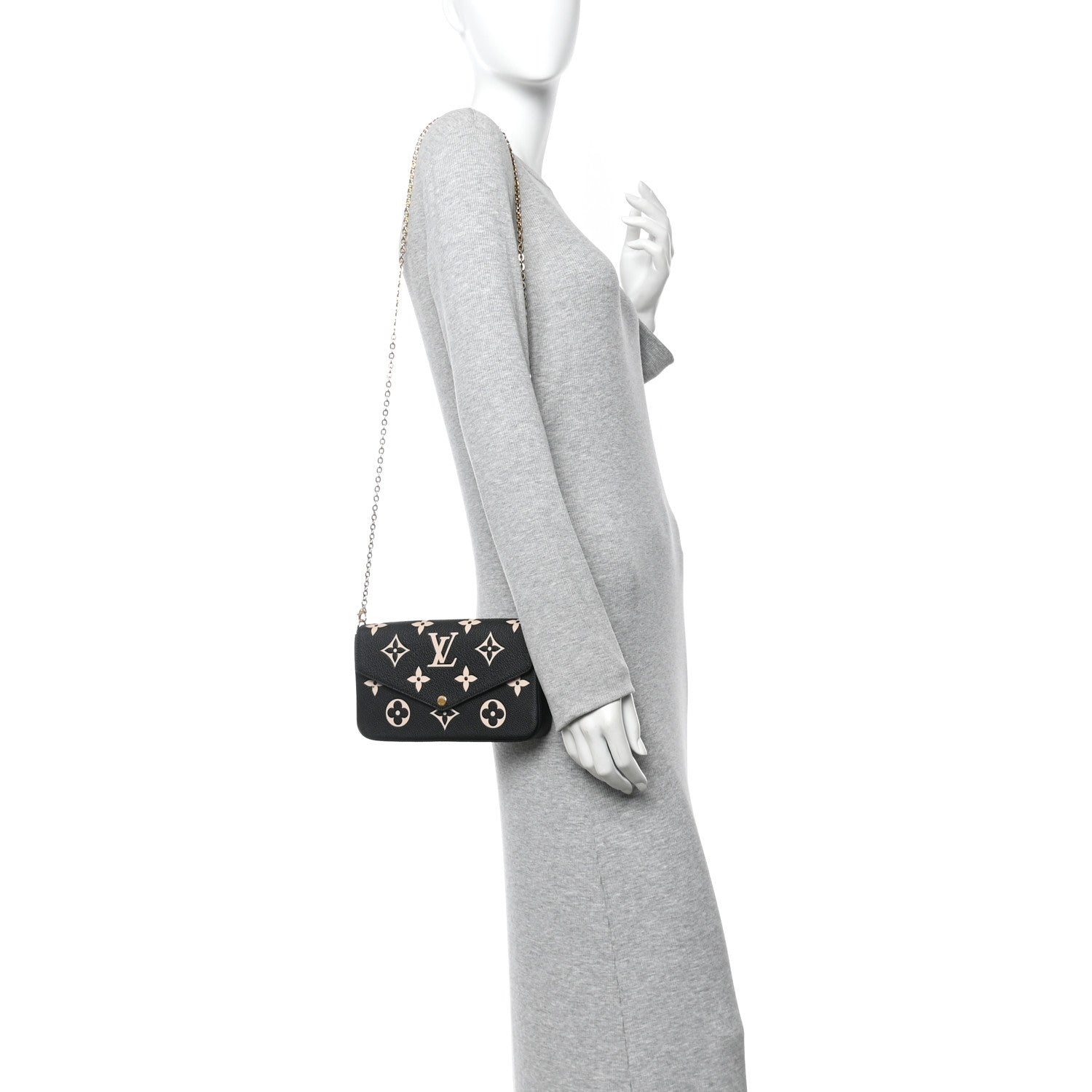 Louis Vuitton Empreinte Monogram Giant Felicie Pochette Black Beige 2 of 11