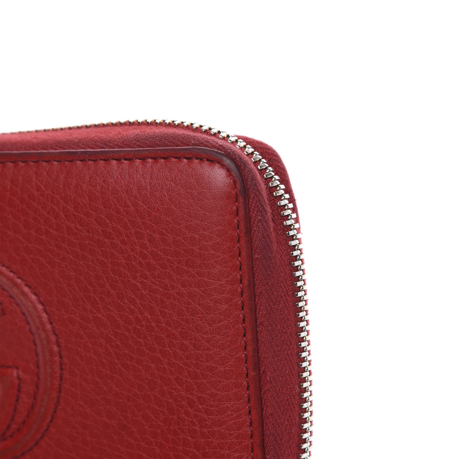 Gucci Pebbled Calfskin Medium Soho Zip Around Wallet Red 12 of 14