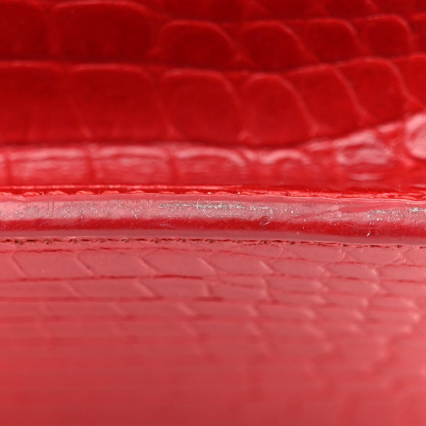 Calfskin Crocodile Embossed Medium Monogram Sunset Rouge Eros