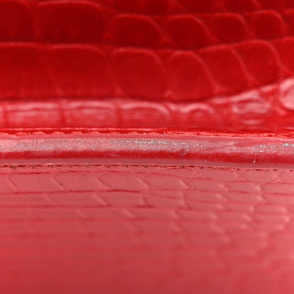 Saint Laurent Calfskin Crocodile Embossed Medium Monogram Sunset Rouge Eros 15 of 18