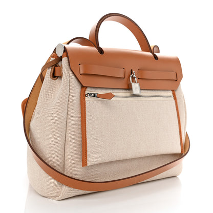 Hermes H Plume Canvas Vache Hunter Circuit 24 Herbag Zip Retourne 31 Orange Mecano Ecru Beige Naturel 4 of 11