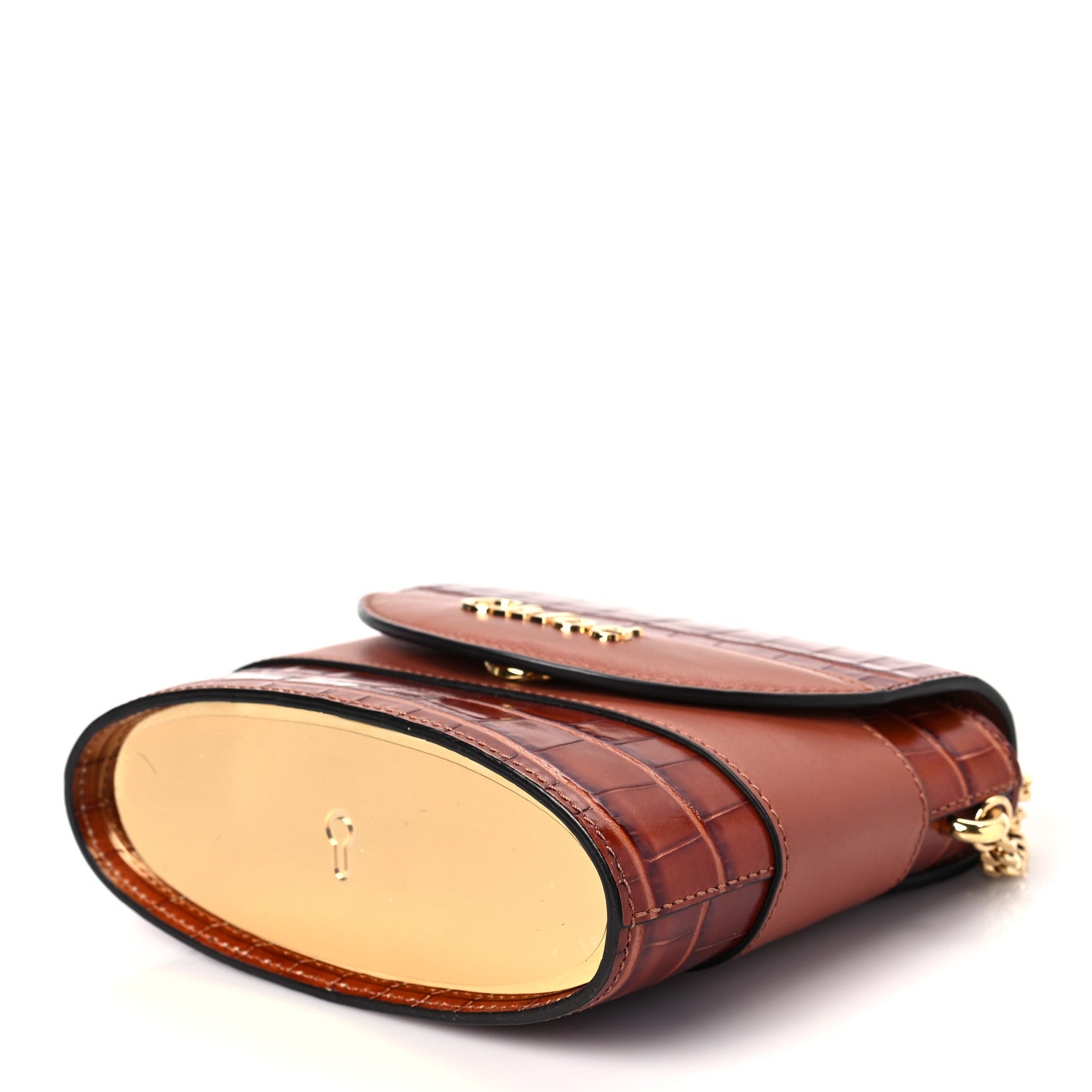 Chloe Calfskin Crocodile Embossed Small Aby Lock Chestnut Brown 7 of 7