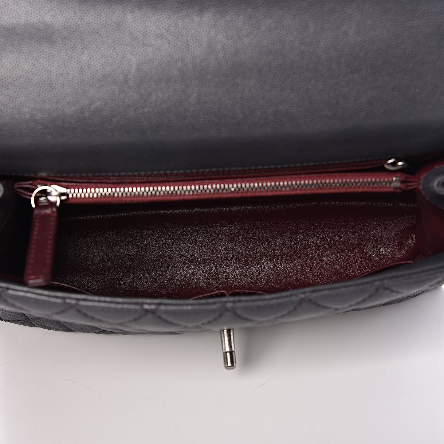 Caviar Lizard Quilted Small Coco Handle Flap Dark Grey