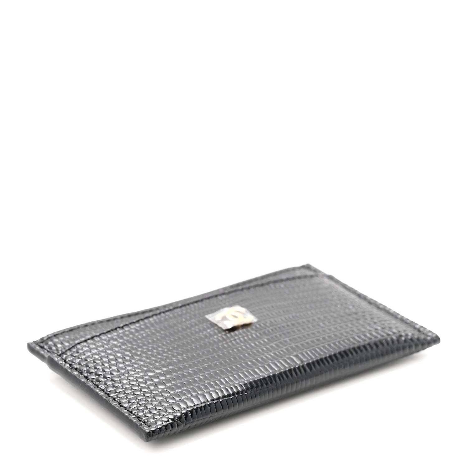 Chanel Calfskin Lizard Embossed Card Holder Black 4 of 8