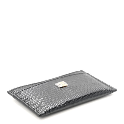 Chanel Calfskin Lizard Embossed Card Holder Black 4 of 8