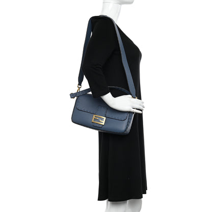 Fendi Cuoio Roma Sellerissima Nappa Sintetica Tape Stitch Baguette Mirto 2 of 9