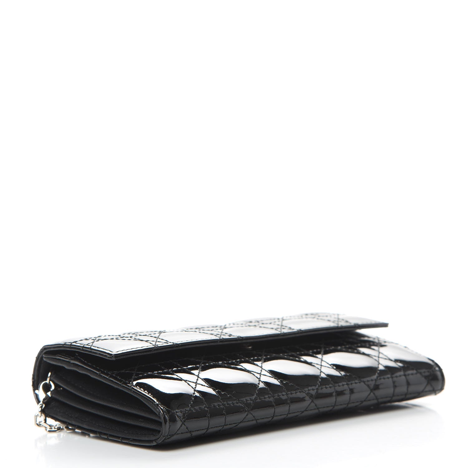 Christian Dior Patent Cannage Lady Dior Rendezvous Wallet On Chain Black 4 of 10
