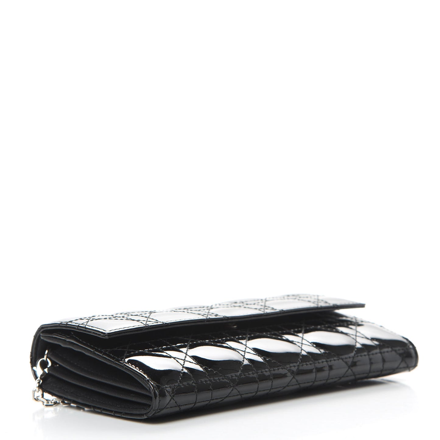 Patent Cannage Lady Dior Rendezvous Wallet On Chain Black