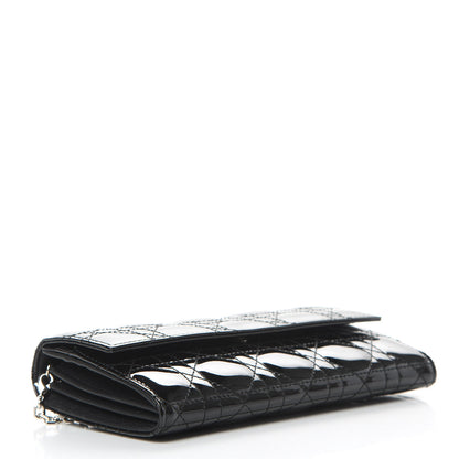 Christian Dior Patent Cannage Lady Dior Rendezvous Wallet On Chain Black 4 of 10