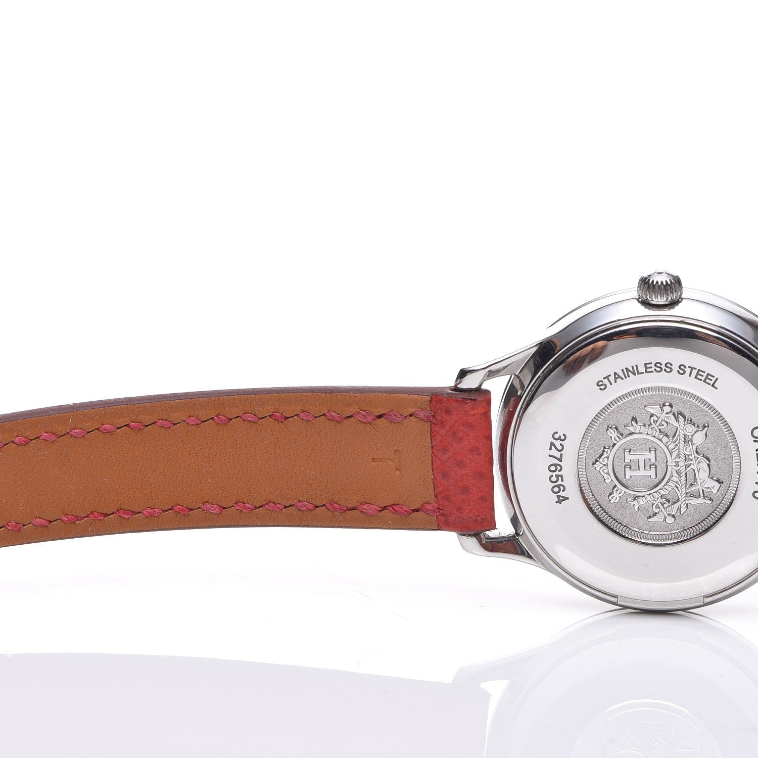 Hermes Stainless Steel Epsom 25mm Slim d'Quartz Watch Rouge Casaque 8 of 9
