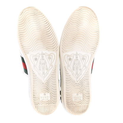 Gucci Metallic Calfskin Floral Embroidered Womens Ace Sneakers 36.5 Silver 7 of 17