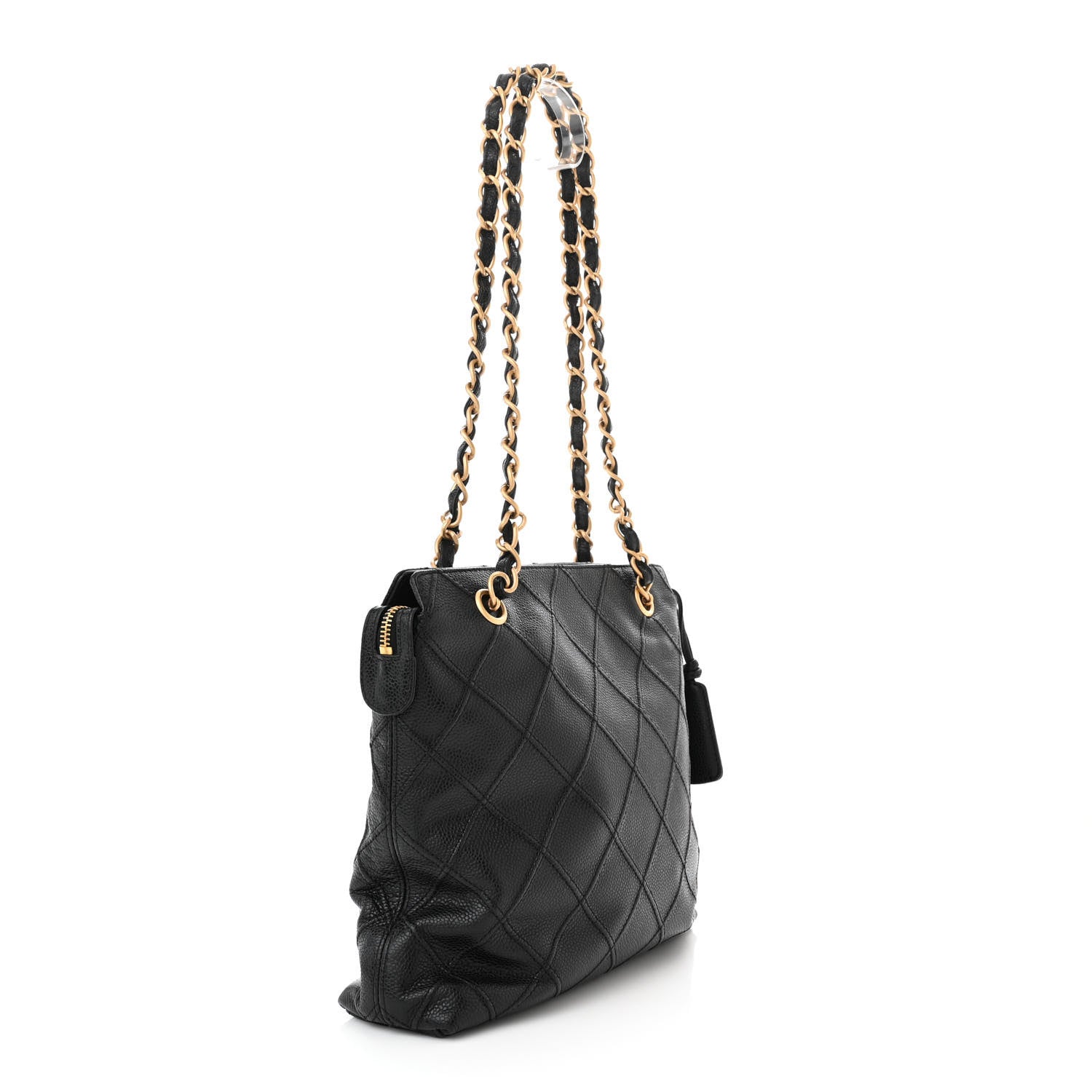 Chanel Caviar Diamond Embossed Shoulder Bag Black 3 of 11