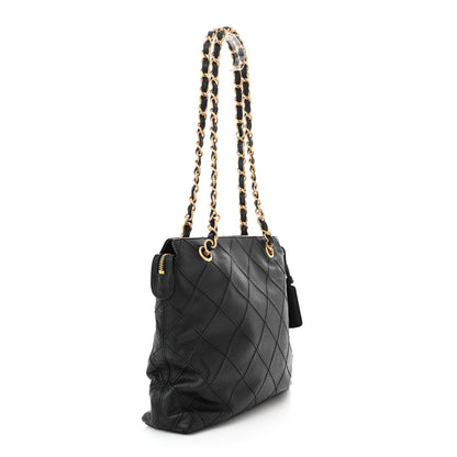 Chanel Caviar Diamond Embossed Shoulder Bag Black 3 of 11