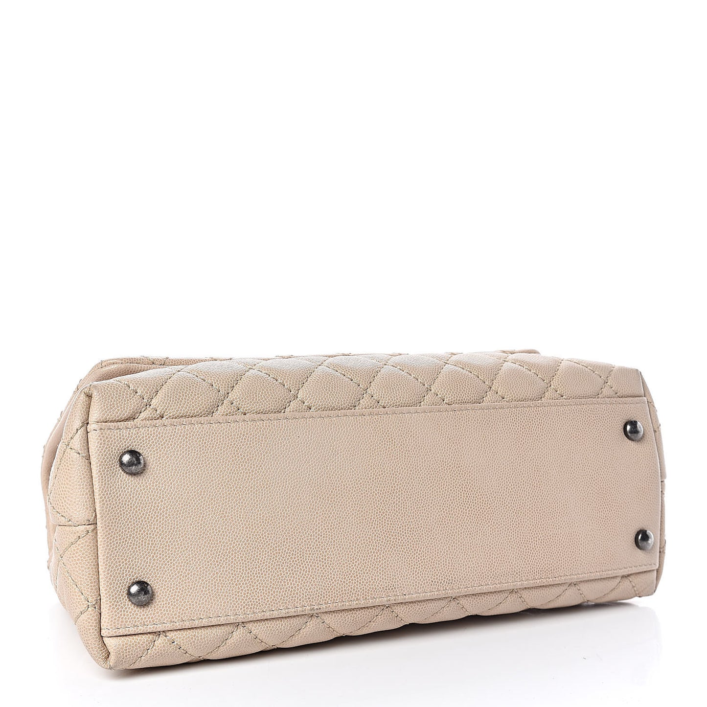 Caviar Quilted Small Coco Handle Flap Light Beige