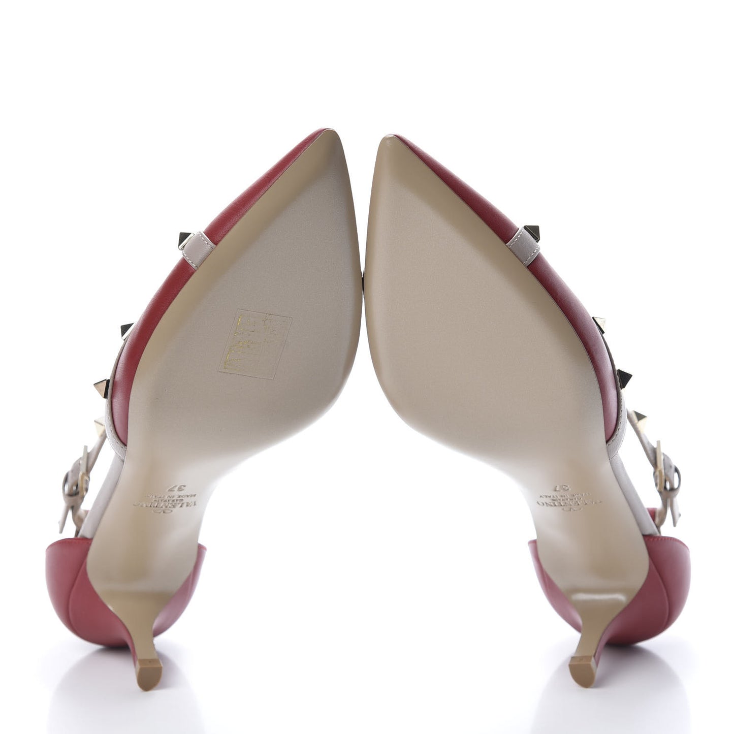 Nappa Rockstud Cross Strap D'Orsay 55mm Pumps 37 Red Poudre