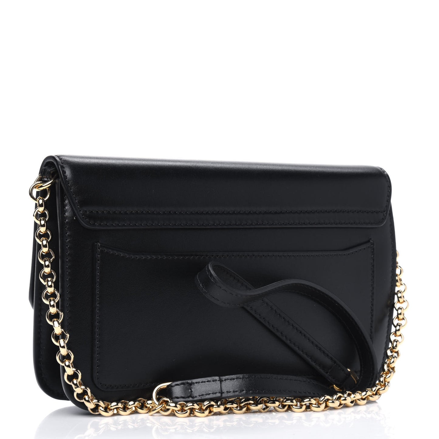 Calfskin Suede C Clutch With Chain Black