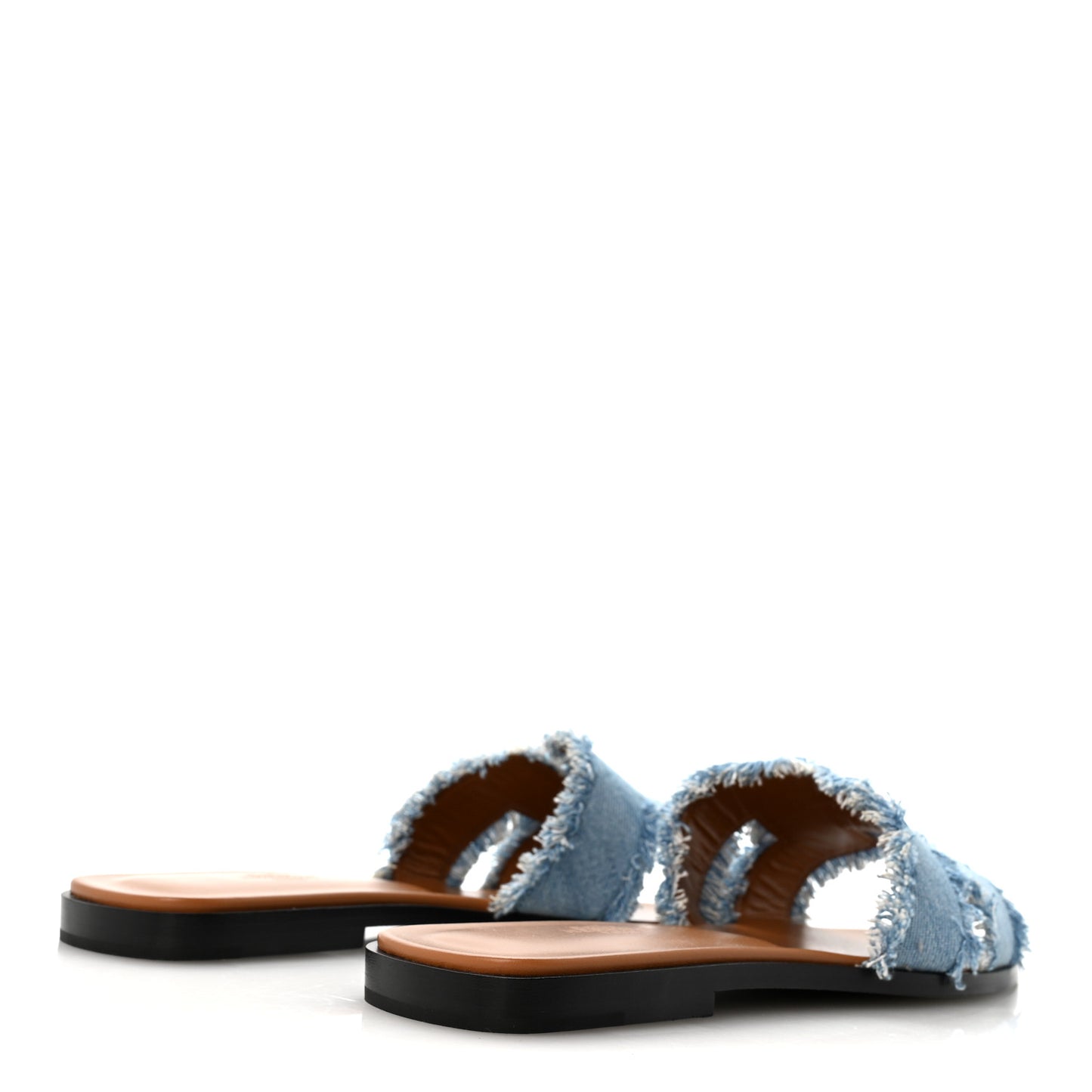 Denim Oran Fringe Sandals 40 Bleu Clair
