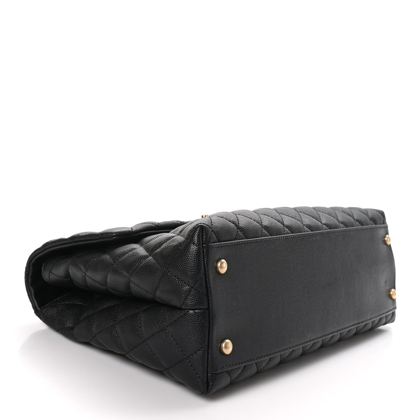 Caviar Lizard Quilted Medium Coco Handle Flap Black