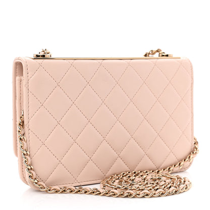 Chanel Lambskin Quilted Trendy CC Wallet On Chain WOC Light Beige 3 of 13
