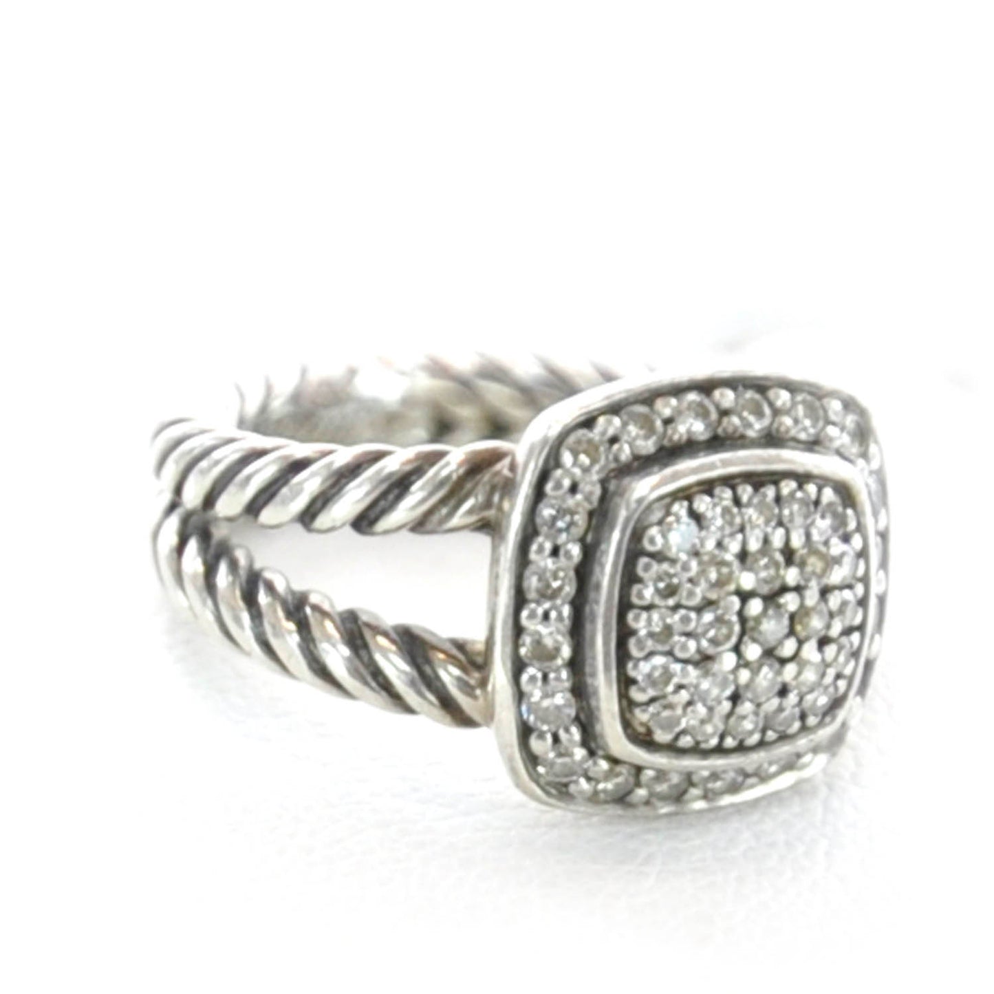 Sterling Silver Diamond 7mm Petite Albion Pave Ring 46 3.75