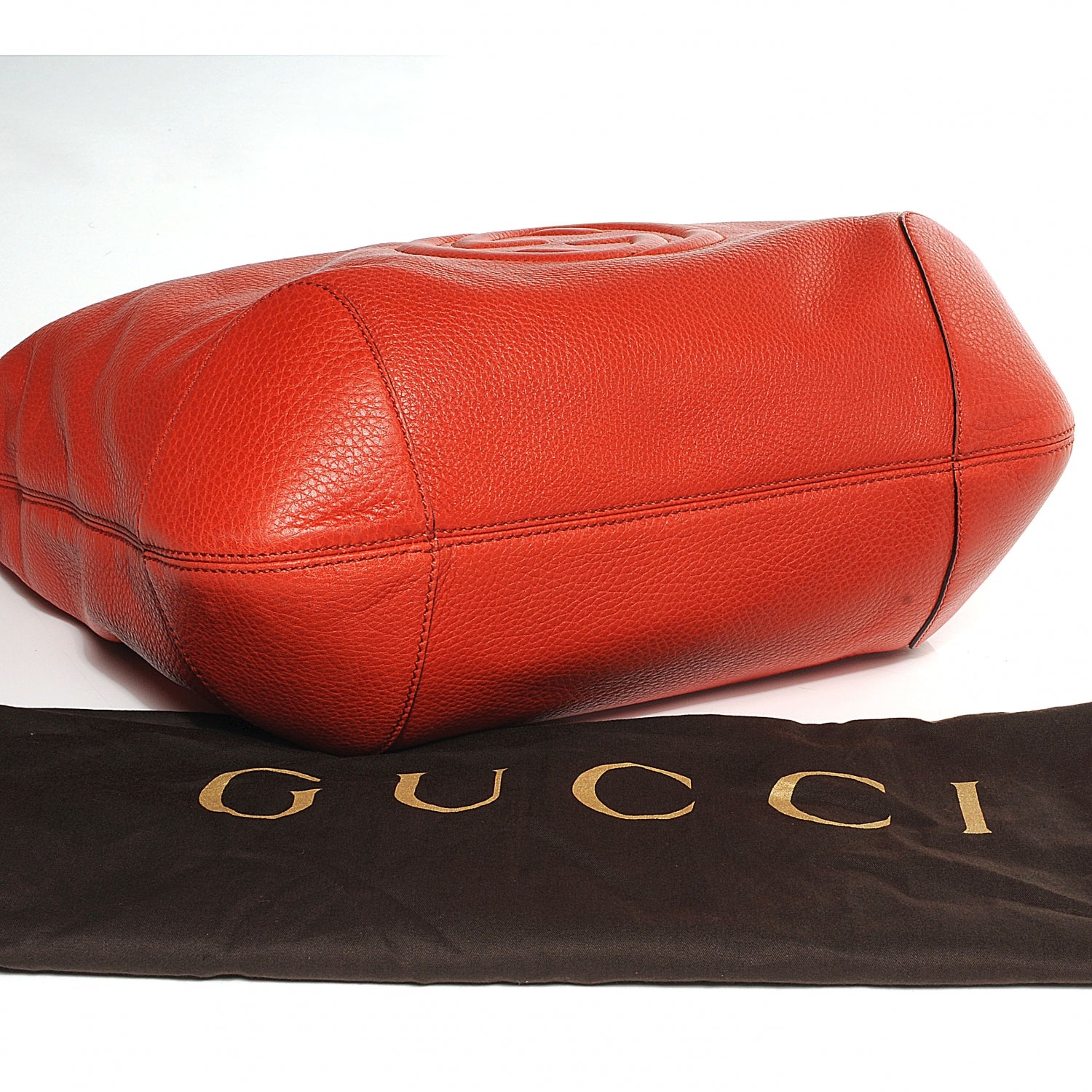Gucci Pebbled Calfskin Medium Soho Chain Hobo Red 11 of 12