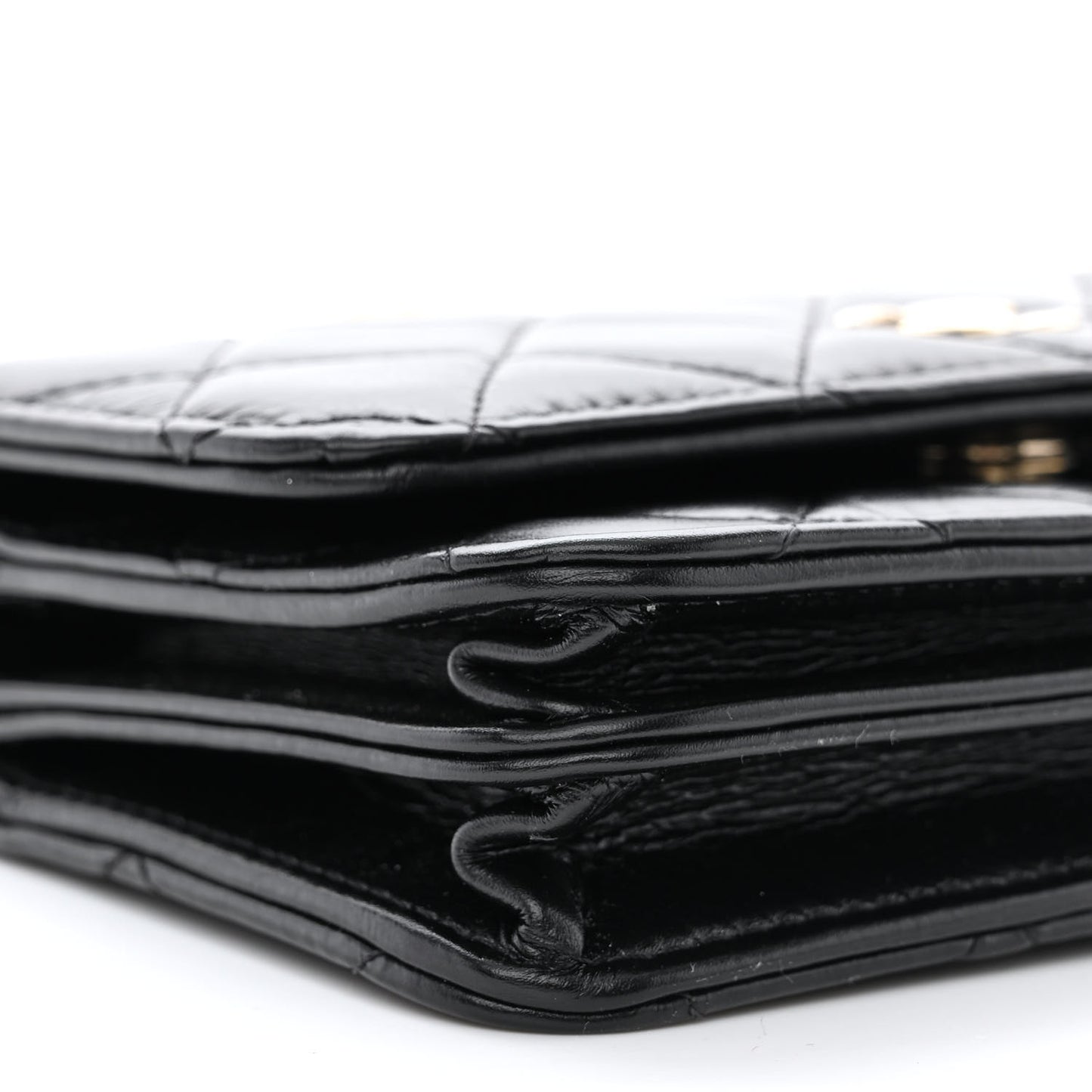 Calfskin Quilted Mini Maxi Pearls Wallet On Chain WOC Black