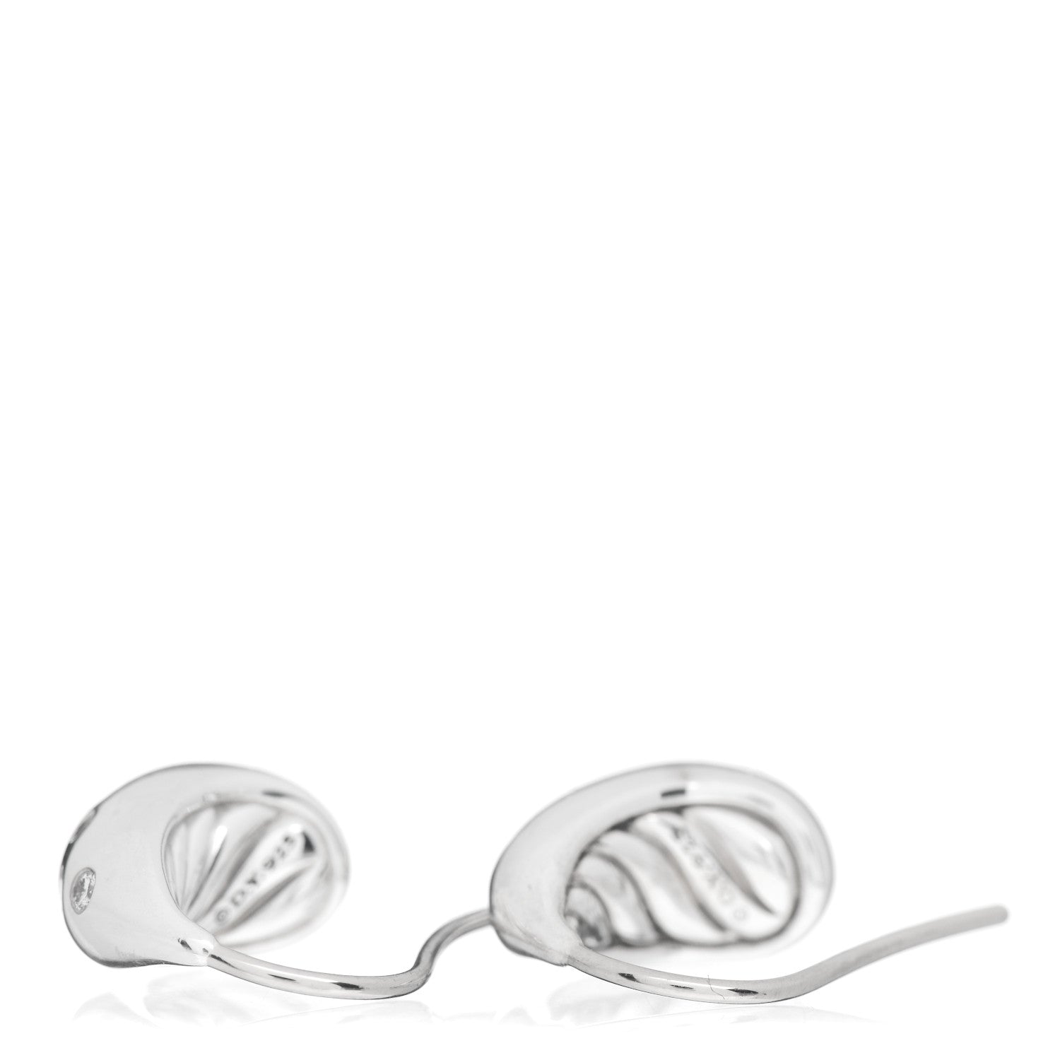 David Yurman Sterling Silver Diamond 15mm Pure Form Earrings 3 of 4