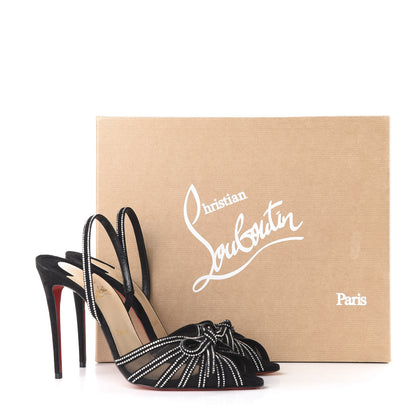 Christian Louboutin Suede Mesh Embellished Araborda 100 Slingback Sandals 39.5 Black 9 of 9