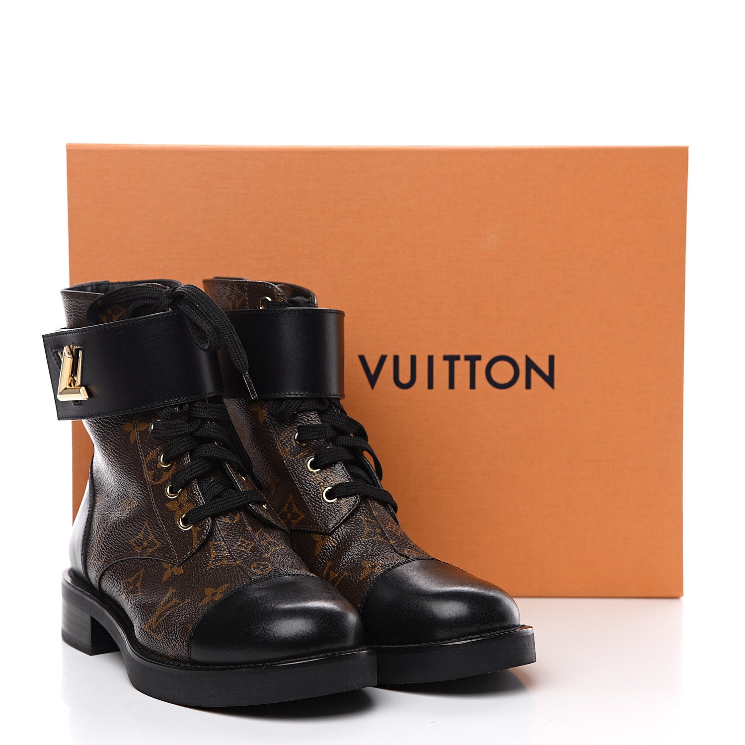 Louis Vuitton Calfskin Monogram Wonderland Flat Ranger Boots 37.5 Black 10 of 10
