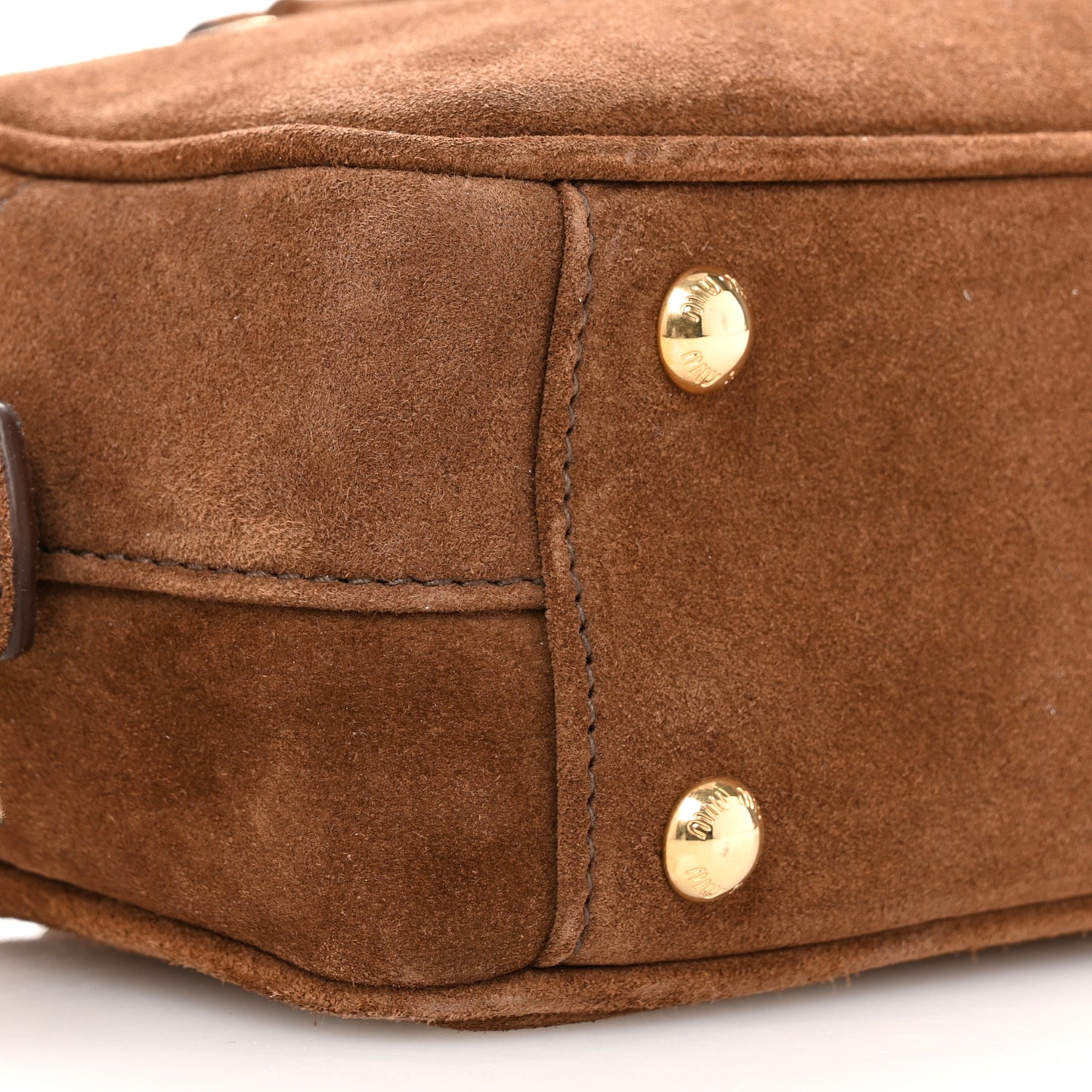 Suede Padded Regular Arcadie Top Handle Bag Cocoa Brown